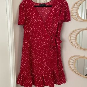 Ruffle sleeve wrap dress